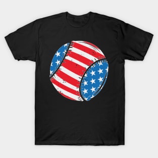 Baseball American Flag 4th Of July T-Shirt